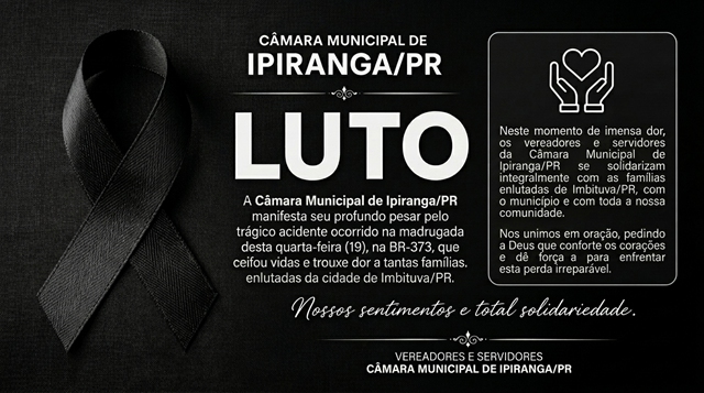 Câmara de Ipiranga se solidariza com vítimas e familiares de acidente na BR-373